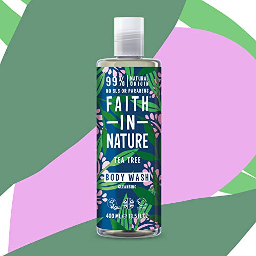 Faith in Nature Gel de Baño Natural de Árbol del Té, Purificante, Vegano y No Testado en Animales, sin Parabenos ni SLS, 400 ml