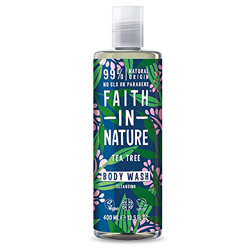 Faith in Nature Gel de Baño Natural de Árbol del Té, Purificante, Vegano y No Testado en Animales, sin Parabenos ni SLS, 400 ml