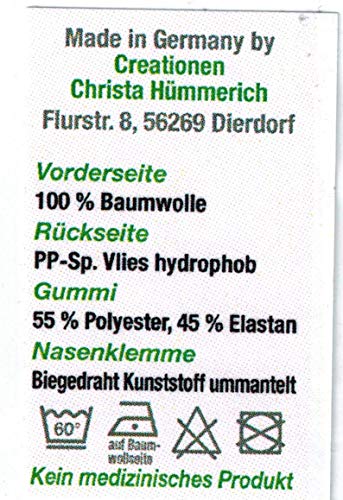 Fan-Omenal Baumwollmaske en Negro con Fibra Húmeda Interior - Schifferklavier Acordeón - 15948 + Suplemento Gratis