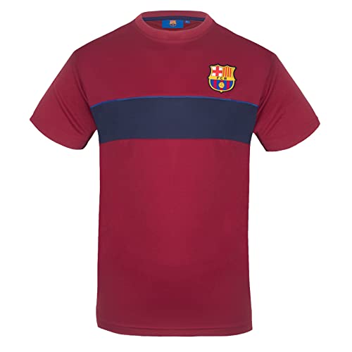 FCB FC Barcelona - Camiseta Oficial para Entrenamiento - para Hombre - Poliéster - Rayas Rojo - Medium