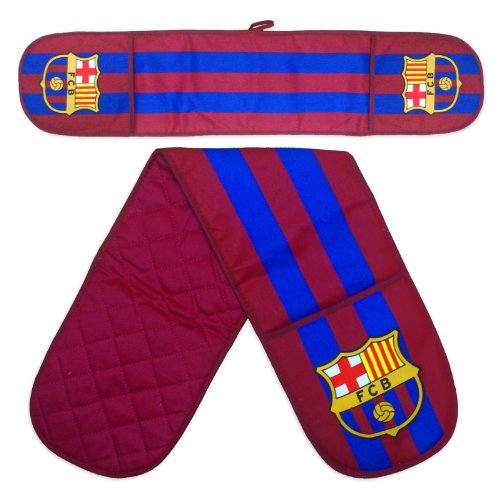 FCB FC Barcelona - Set de Manoplas Dobles para el Horno - Azul y Granate