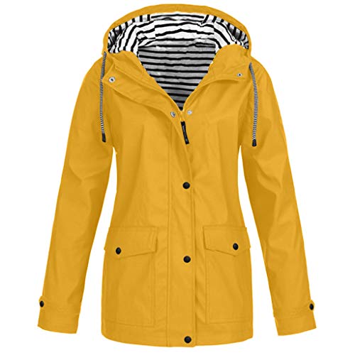 Fcostumer Abrigo de invierno para mujer, chaqueta larga con capucha, parka, chaqueta acolchada, chaqueta de invierno cálida, #01_amarillo, L