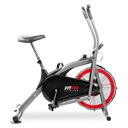 Fitfiu Fitness BELI-150 - Bicicleta elíptica con Resistencia por Aire, sillín Regulable y Pantalla LCD multifunción, Máquina Fitness para Entrenamiento de Resistencia y Cardio