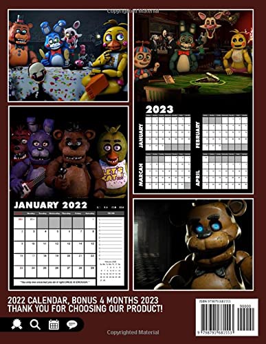 Fíve Níghts At Frєddч's Calendar 2022: Special Games Teddy for kids, teen. Lunar Moon Phases | Kalender Calendario Calendrier | BONUS 4 Months 2023