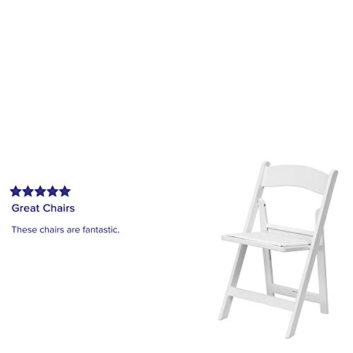 Flash Furniture Juego de 4 sillas Plegables de Madera Blanca Serie Hercules con Asiento Acolchado de Vinilo