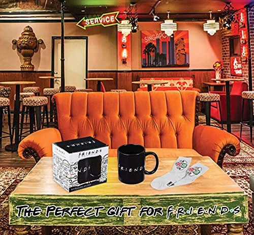 Friends Set de Regalo con Taza Cafe y Calcetines Diseño Central Perk, Tazas Cafe Cambian con Calor, Merchandising Oficial Regalos Originales Cumpleaños Navidad