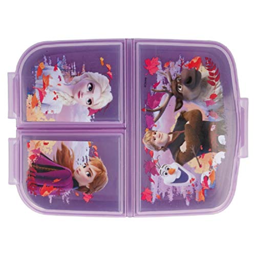 Frozen 2 - caja de almuerzo fiambrera caja de comida para niños con 3 compartimentos separados