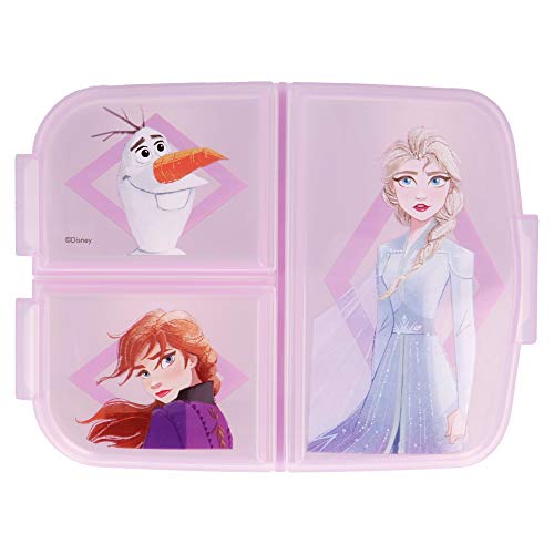 Frozen - Elsa Anna Olaf | Caja De Almuerzo Con 3 Compartimentos - Fiambrera Infantil Para Colegio - Lonchera Para Niños