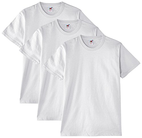 Fruit of the Loom Heavy Cotton Tee Shirt 3 Pack, Camiseta de Manga Corta Para Hombre, Blanco (Weiß), Small