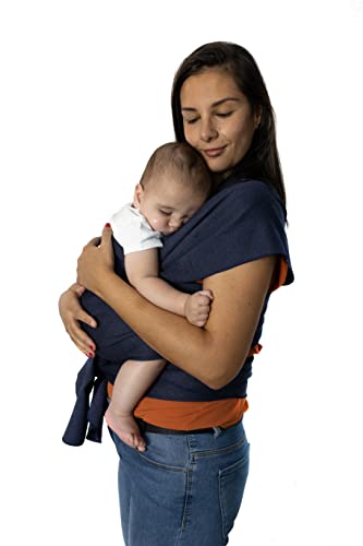 Fular portabebé elástico y ajustable, hasta 16 kg, tejido suave al tacto, porteo recién nacidos. (Azul tejano)