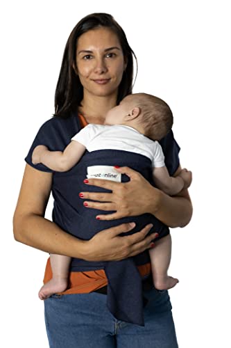 Fular portabebé elástico y ajustable, hasta 16 kg, tejido suave al tacto, porteo recién nacidos. (Azul tejano)