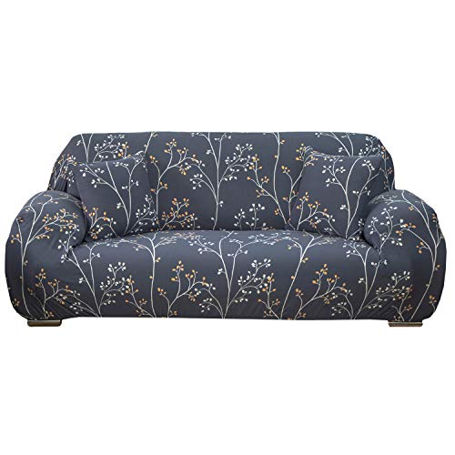 Funda para sofá Elasticas de 1 2 3 4 Plazas Impresión Floral (Gratis 2 Funda de Cojines) Universal Funda Cubre Sofas Ajustables,Antideslizante Protector Cubierta de Muebles con Cuerda de fijación