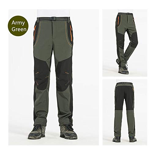 GAOJU Pantalones de Trekking Softshell Pantalones Impermeables Resistente al Viento Transpirable Pantalones de Escalada Lana Forrado