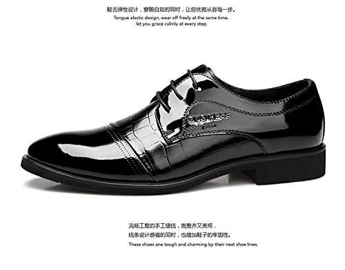 Gaorui Los hombres de negocios de cuero zapatos de vestir formal Oxford clásico Cap Toe Balmoral con cordones, Black, 43.5 EU
