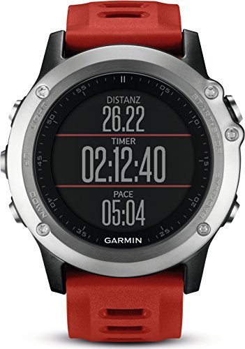 Garmin Fénix 3 HRM - Reloj GPS, color rojo