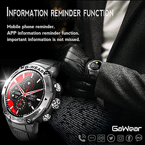 GaWear Reloj Inteligente Hombre,smartwatch 1.32" Pantalla Táctil Completo Reloj Inteligente Impermeable 5ATM Pulsómetro, Monitor de Sueño, Notificaciones Inteligentes, para Android iOS (Plata)