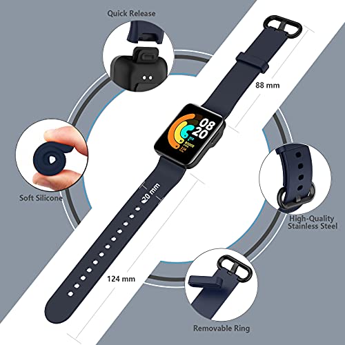GeeRic Correa compatible para Xiaomi Mi Watch Lite,2pcs Silicona Pulseras de repuesto compatible para Xiaomi Mi Watch Lite