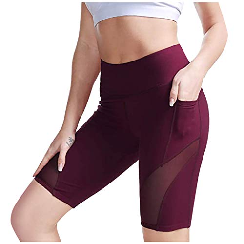 GenericBrands Pantalones Cortos de Yoga para Correr, Pantalones Cortos Deportivos de Cintura Alta con Bolsillos Laterales para Mujeres