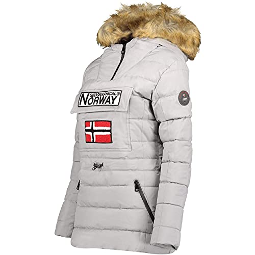 Geographical Norway Belinda Lady – Parka cálida para mujer – Abrigo impermeable con capucha de piel – Abrigo cortavientos – Chaqueta de forro cálido para mujer (Gris, XL)