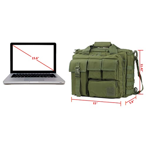 GES Multifunción Mens al Aire Libre táctico Hombro de Nylon portátil Messenger Bag maletín Bolsos Grandes para 15.6" portátil/cámara(Verde)
