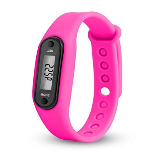 Geshiglobal - Reloj de pulsera con podómetro, contador de calorías, LCD, distancia, hot pink
