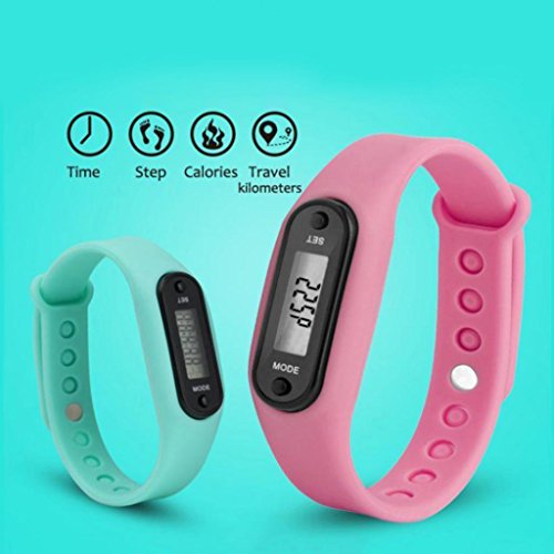 Geshiglobal - Reloj de pulsera con podómetro, contador de calorías, LCD, distancia, hot pink