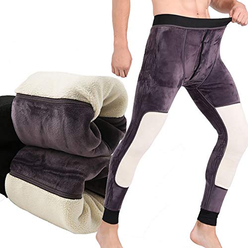 G&F Hombres Invierno Pantalones Térmicos Pantalones Interior Algodón Calzoncillos Largos Calentar Pantalones Leggings (Color : Black, Size : 4XL)