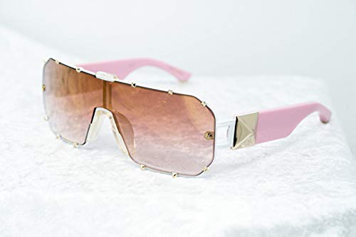 Giles Deacon - Gafas de sol (categoría 3, lentes graduadas de espejo dorado), color rosa