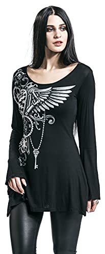 Gothicana by EMP Bat Country Mujer Camiseta Manga Larga Negro S, 95% Viscosa, 5% elastán, Regular