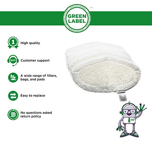 Green Label Empaque de 6 Paños lavables de Microfilamento para Vaporetto Escobón con cepillo Vaporforce (Reemplaza a PAEU0332)
