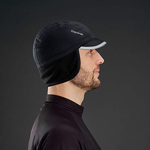 GripGrab Windproof Winter Cycling Cap Earflap Hat with Visor Under Helmet Thermal Fleece Bicycle Peak Headwear Cap