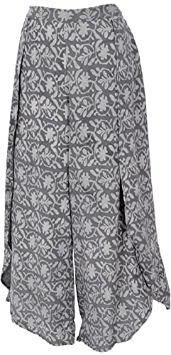 GURU SHOP Palazzo - Falda de pantalón para mujer, de algodón, con abertura azul grisáceo M