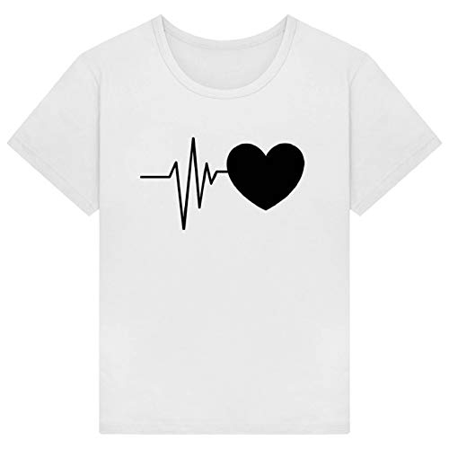 heekpek Camisetas Mujer Verano Manga Corta Casual Camiseta Holgada con Estampado de Amor y Labios T-Shirt Mujer Short Sleeve Shirt, Blanco, M