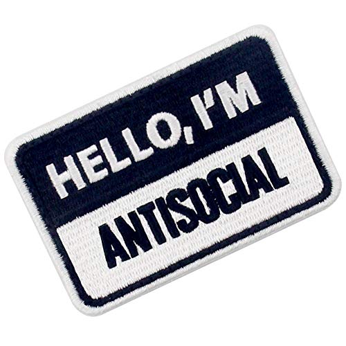 Hello I Am Antisocial Hola soy antisocial Broche Bordado de Gancho y Parche de Gancho y bucle de cierre