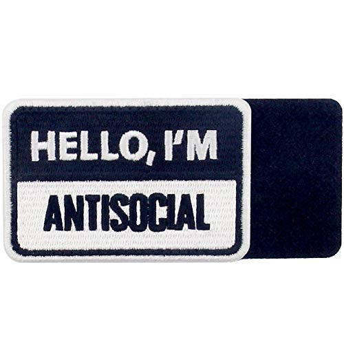 Hello I Am Antisocial Hola soy antisocial Broche Bordado de Gancho y Parche de Gancho y bucle de cierre