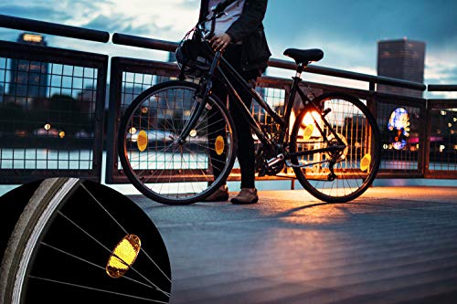 HENTEK Luces Reflectantes de Advertencia 8 Piezas, Reflectores Unisex para Radios de Bicicleta con Porta Clip, Señalización Reflectante para Todo Tipo de Bicicleta