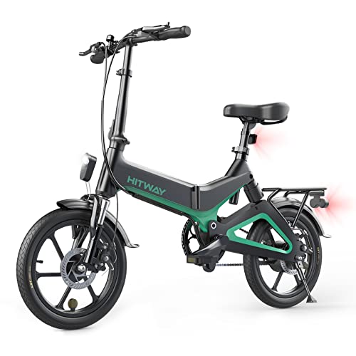 HITWAY Bicicleta eléctrica GEARSTONE, Ligera, 250 W, Plegable, eléctrica, con Asistencia de Pedal, con batería de 7,5 Ah, 16 Pulgadas, para Adolescentes y Adultos