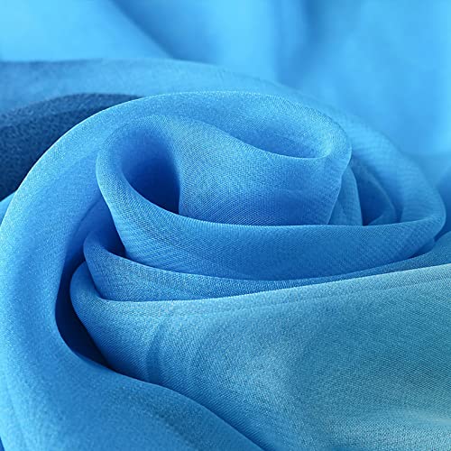 HOLEMZ Pañuelo de Seda Mujer Elegante Estiloso Fular De Mujer Bufanda Regalo Poliéster para Chicas Cumpleaños Festival Azul Degradado de Color 180×70 cm