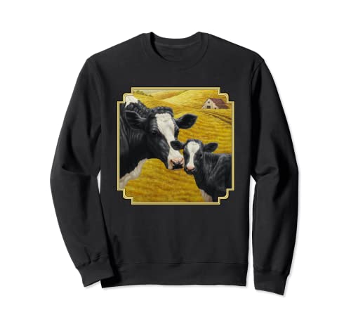 Holstein vaca y ternero lindo ganado granjero arte Sudadera
