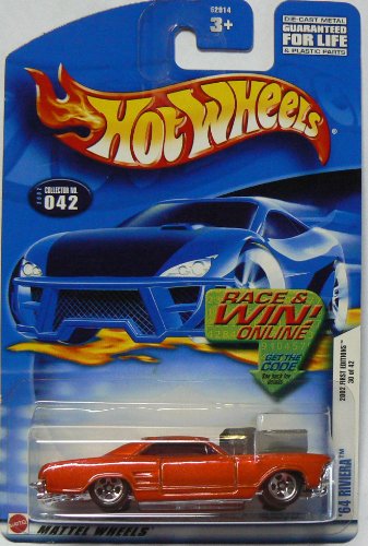 Hot Wheels First Editions #32 2002-042 '64 (1964) Red Riviera Purple Windows Race/Win Card 1:64 Scale by