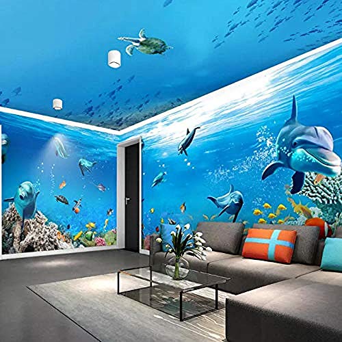 Hotel Wall_Children s Room Mural personalizado Fondo de pantalla del mundo submarino Fondo de pantal Pared Pintado Papel tapiz 3D Decoración dormitorio Fotomural sala sofá pared mural-300cm×210cm