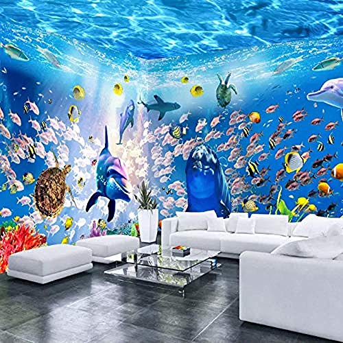 Hotel Wall_Children s Room Mural personalizado Fondo de pantalla del mundo submarino Fondo de pantal Pared Pintado Papel tapiz 3D Decoración dormitorio Fotomural sala sofá pared mural-300cm×210cm