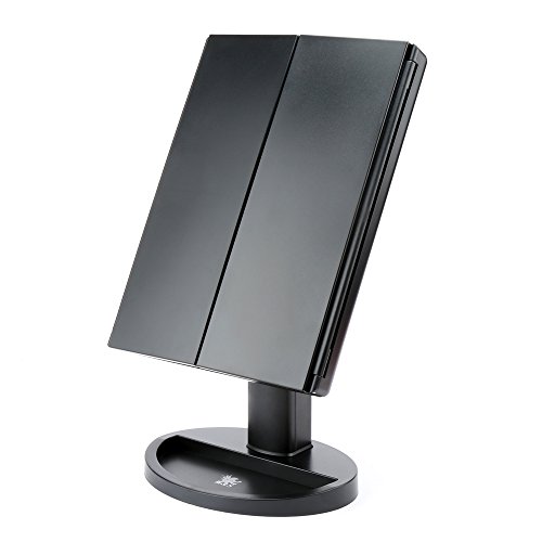 H&S. Espejo cosmético iluminado con lupa portátil con luces LED Negro