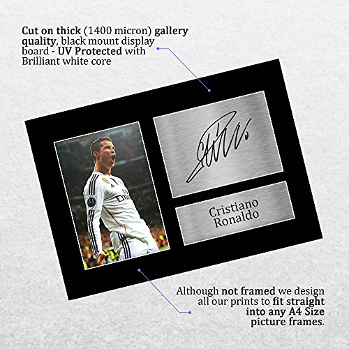 HWC Trading Cristiano Ronaldo A4 Sin Marco Regalo De Visualización De Fotos De Impresión De Imagen Impresa Autógrafo Firmado Por Real Madrid Los Aficionados Al Fútbol