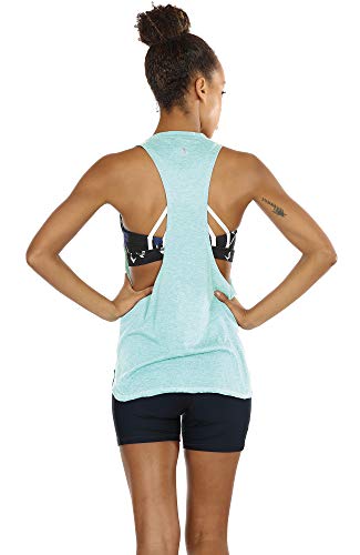 icyzone Sueltas y Ocio Camiseta de Fitness Deportiva de Tirantes para Mujer, Pack de 3 (S, Carboncillo/Pearl Blush/Aqua)