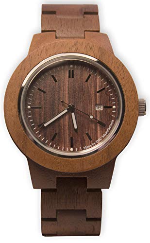 IMC Reloj de pulsera marrón de madera, para hombre y mujer, hecho a mano, natural, mecanismo de cuarzo, regalo