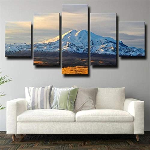 Impresión de lienzo Pintura de arte de pared para decoración del hogar Pinturas de paneles paisaje de montaña monte elbrus Obra de arte moderna estirada y enmarcada la imagen .