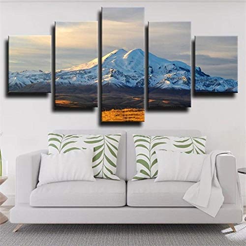 Impresión de lienzo Pintura de arte de pared para decoración del hogar Pinturas de paneles paisaje de montaña monte elbrus Obra de arte moderna estirada y enmarcada la imagen .
