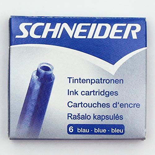 Instrumentos de escritura Schneider cartuchos de tinta estándar, cabe en SCHNEIDER y muchos otros, azul real, 6
