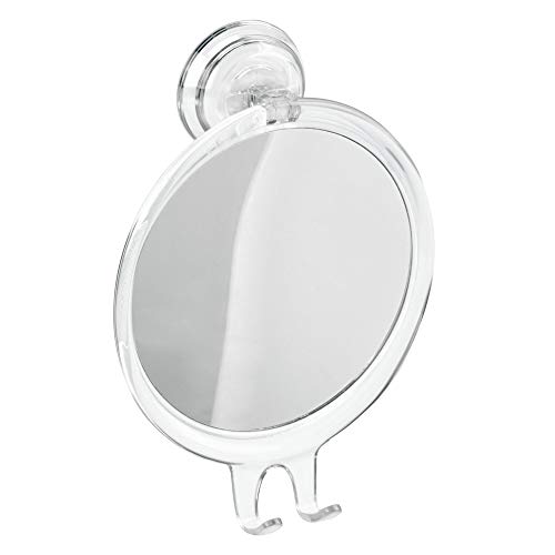InterDesign Power Lock Espejo de baño para afeitarse, espejo de maquillaje a prueba de roturas en plástico con ventosa resistente, transparente